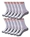 12 Pair Mens Active Performance Casual Dress Crew Cotton Socks Mid Calf White