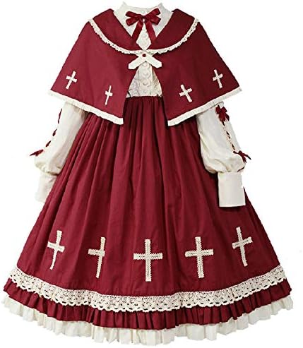 Amazon Co Jp 姫洋服 洋服 レディース ワンピース Lolita ロリータ 聖歌隊 マント付き プリンセスドレス 赤 M 服 ファッション小物