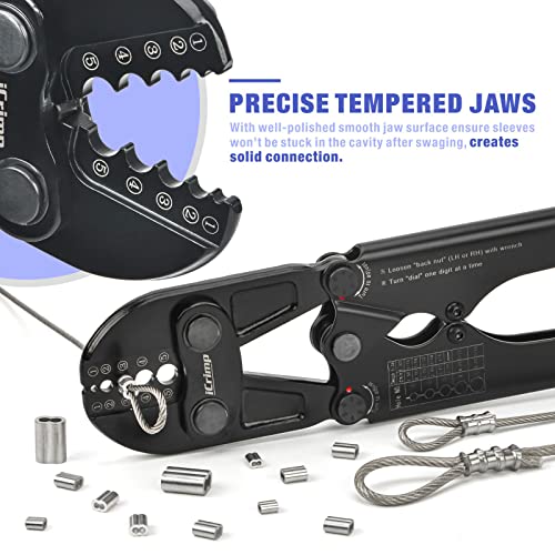 iCrimp Wire Rope Crimping Tool for Aluminum Oval Sleeves,Stop Sleeves