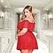 Sex Moment Women Plus Size Lingerie Lace Babydoll Off Shoulder Mesh Chemise Sleepwear R/5XL