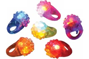 FLASHING PANDA Pack of 12 Light-Up Flashing Novelty Rings Club Rave Birthday Party Favors Jelly LED Glow-In-The-Dark Neon Bag Stuffers Colorful Rubber Rings, Multi-Color Berry