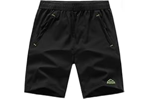 BGOWATU Men's Athletic Running Shorts Lightweight Quick Dry Jogging Hiking Workout Sports Shorts with Zipper Pockets