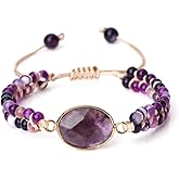 "SS Boutique" Purple Agates Healing Bracelet, Handmade Braided Gemstone Bangle for Meditation, Energy, Spiritual Protection & Mental Balance - 1pc Yoga Bracelet with Premium Gift Box