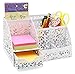 EasyPAG Pen Holder Desk Organizer with Drawer Pencil Cup for Desk 6 Compartments Metal Office Caddy Storage with Sticky Notes Holder for School Home Office, White