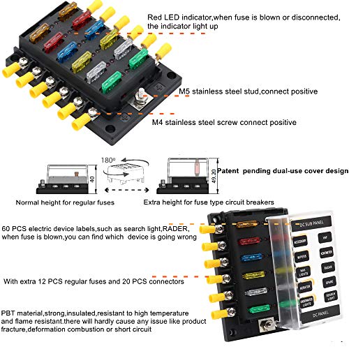 Blade Fuse Block For Boat Camper Truck RV Trailer Solar Car Fuse Box