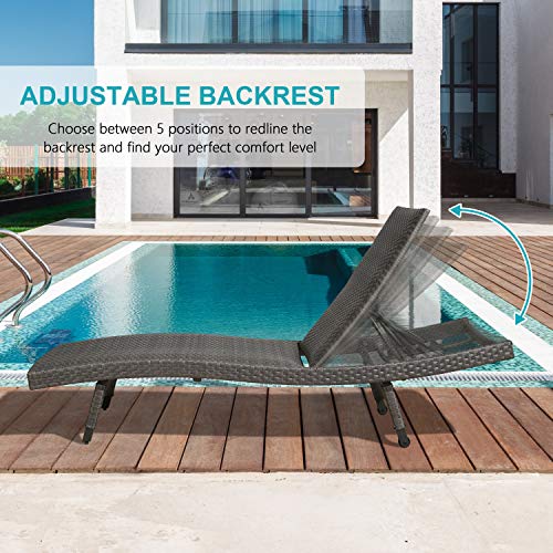 Iwicker Patio Padded Quick Dry Foam Wicker Chaise Lounges Aluminum