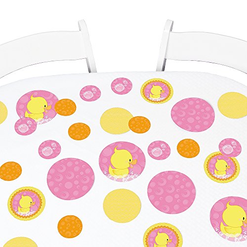 Big Dot of Happiness Pink Ducky Duck - Girl Baby Shower or Birthday Party Giant Circle Confetti - Party Decorations - Large Confetti 27 Count