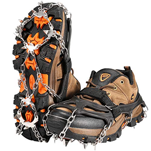 ZOTO Ice Traction Cleats, 19 Spikes Crampons for Hiking Boots Shoe Ice