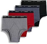 Jockey Men's Cotton Full-Rise Brief 4-Pack Blue Stripe/Red/Black Stripe/Black 38