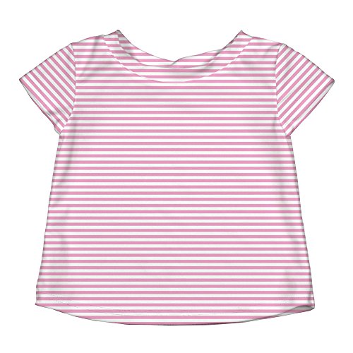 i play. Baby Girls Cap Sleeve Rashguard, Light Pink Pinstripe, 6month