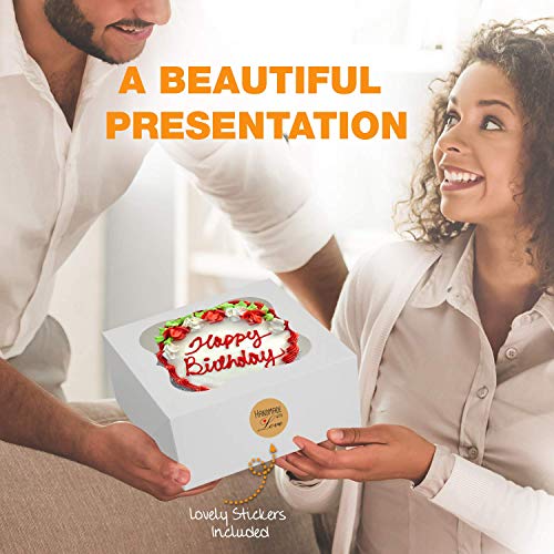CAKE BOXES 10 inch Cake Box with Boards and Stickers [12Pack] Cake Box