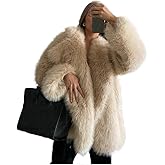 LRYBSA Shaggy Overcoat Outerwear Beige Faux Fur Warm Coat Women's Fashion Puffy Fur Jacket Sweater