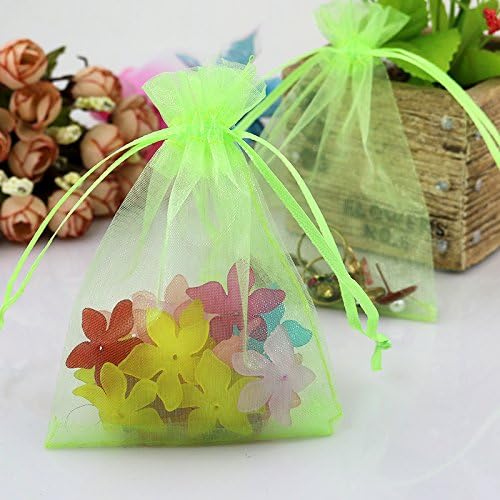 Grandroomchic[TM] 100 Pcs 5"x7" Green Jewelry Organza Drawstring Pouches Jewelry Party Candy Bags Jewelry Pouch Favor Gift Bags