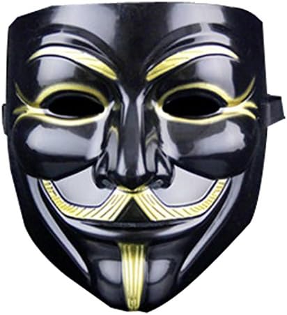 Halloween Thickening PVC Vendetta Mask With Elastic (Free one pair white glove) (Black)