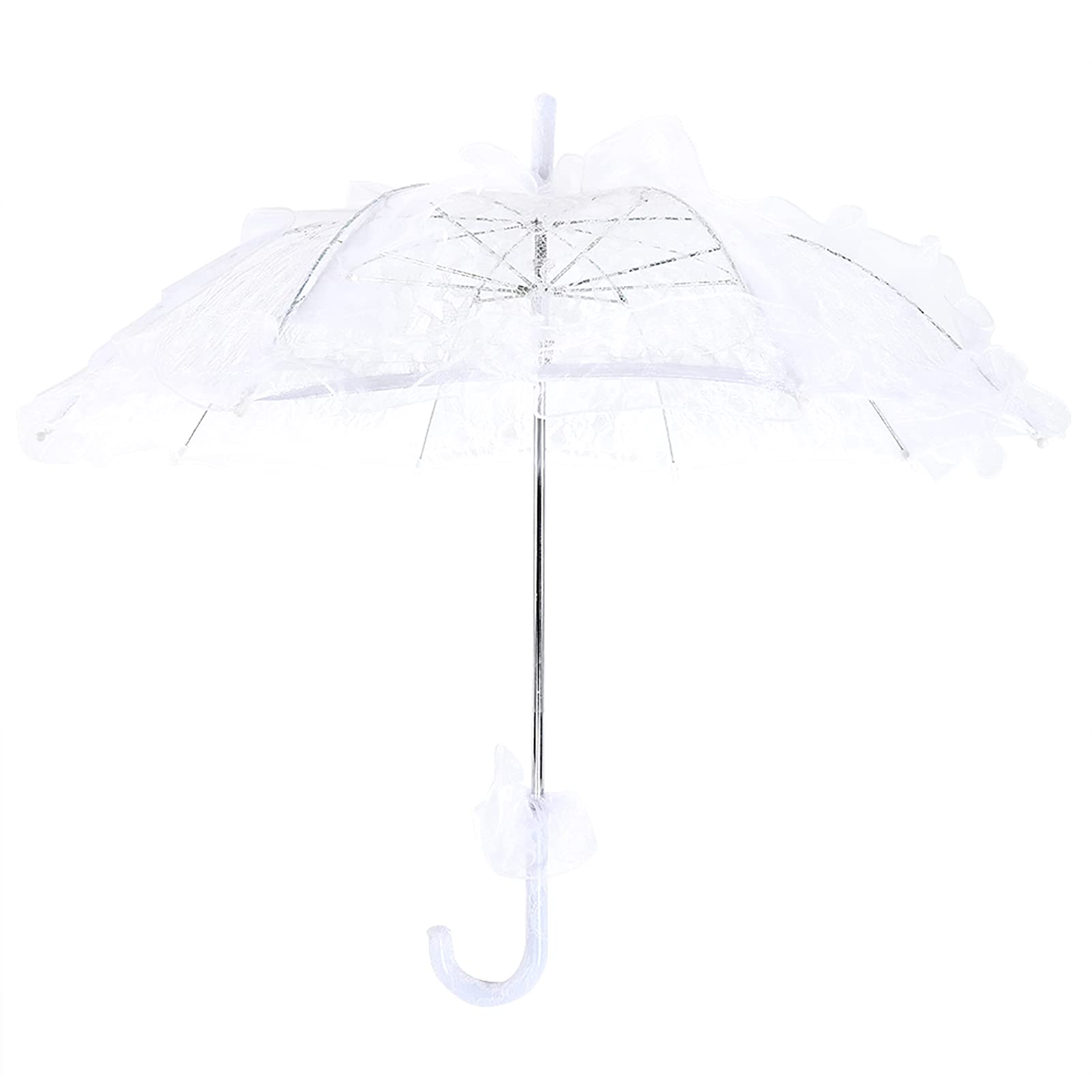 Ozgkee Bridal Lace Cotton Umbrella, for Wedding Parties Dancing Photography Prop(White)