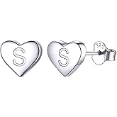 ChicSilver Hypoallergenic 925 Sterling Silver Heart Initial Stud Earrings for Women Sensitive(with Gift Box)