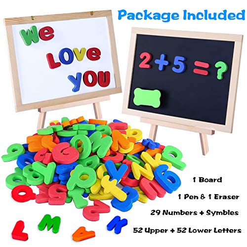TEPSMIGO Magnetic Letters and Numbers 133 Pcs ABC Megnets Learning Set - Whiteboard Chalkboard Easel, Educational Toys for Kids 3 4 5 6 7 8 Years Old
