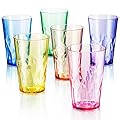 19 oz Unbreakable Premium Drinking Glasses - Set of 6 - Tritan Plastic Cups - BPA Free - 100% Made in Japan (Assorted Colors)