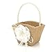 Bodosac 2PCS Burlap Flower Girl Basket Pearl Handle For Vintage Rustic Wedding CeremonySmall white lace