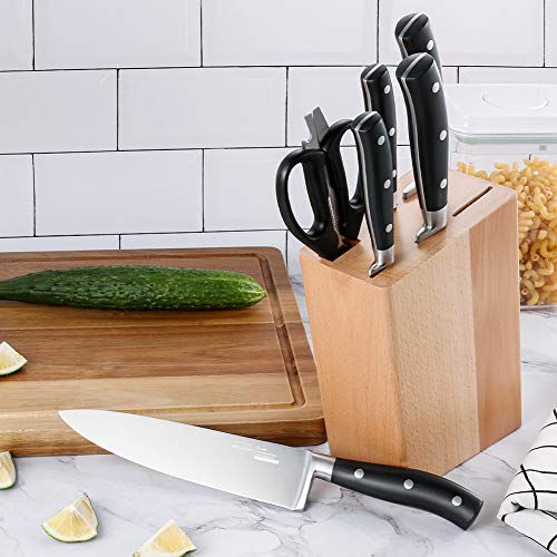 SKY LIGHT Knife Set with Block, 6 Pieces Kitchen Knives, German