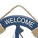 Wooden Nautical Life Ring Wall and Door Hanging Ornament Plaque,Welcome On Board,11.6