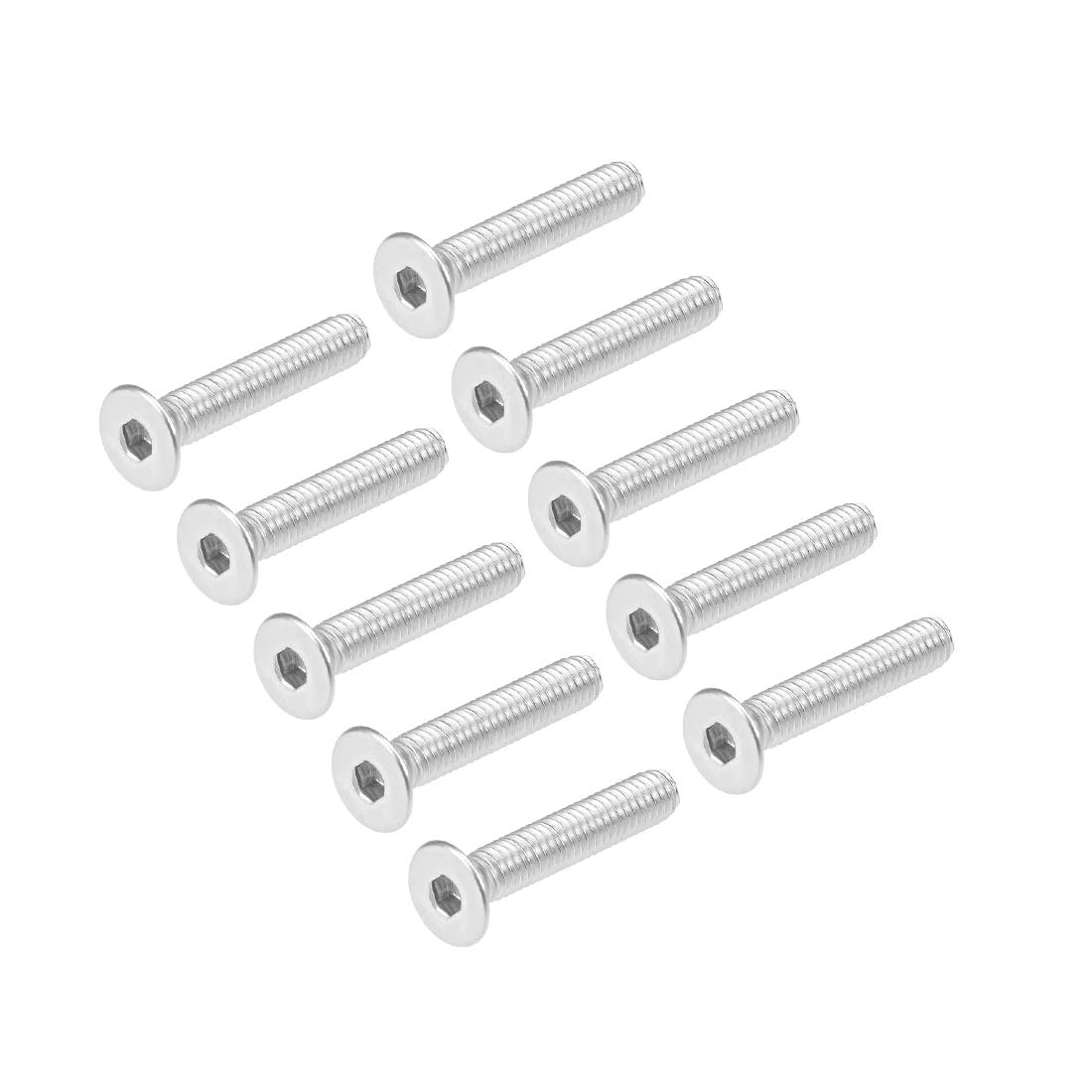 sourcing map M4x25mm Flat Head Machine Screws Inner Hex Screw 304 Stainless Steel Fasteners Bolts 30Pcs