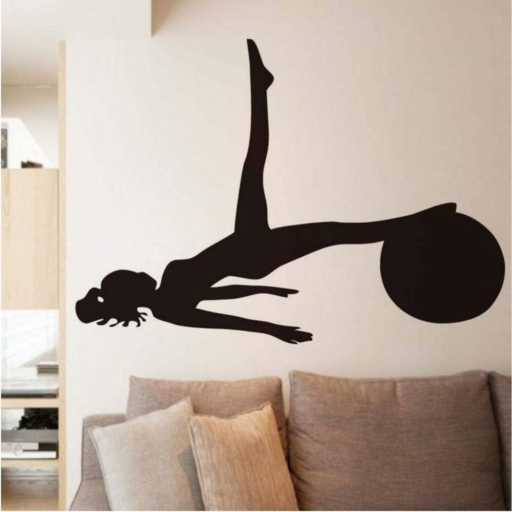 Sport Stickers Muraux Fitness Fille Exercice Avec Balle Murale Mur