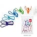 Wire Clip Holders, Stainless Steel, 1 Assorted Colors Clothesline, Utility Clips and Hook with soft coated, Windproof Pins clip for Launtry, Beach, Book and Towel, By Topshome (16pcs. Random)