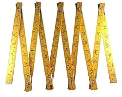 Binzer Folding Wooden Stick Ruler, Inch & Metric