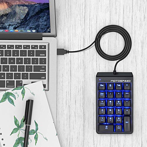 MOTOSPEED Mechanical Numeric Keypad Red Switch Wired 22 Keys Mini Numpad Portable Keypad Backlight Gaming Keypad Extended Layout for Cashier