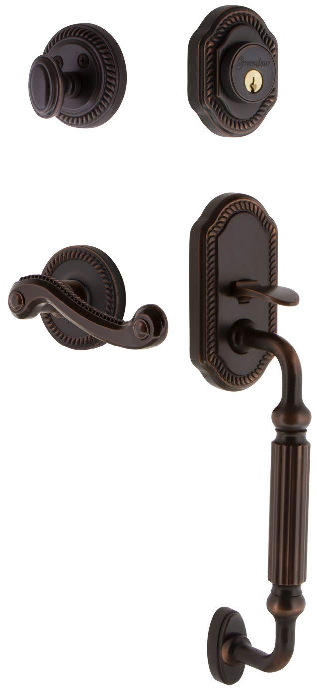 Grandeur 833106 Grandeur NEWNEW_ESET_234_FG_RH Newport Solid Brass Rose Right Handed Keyed Entry Sin
