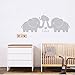 MAFENT Three Cute Elephant Family Wall Decal with Love Hearts Quote Art Baby or Nursery Wall Decor Bedroom Decoration (Grey, Large)