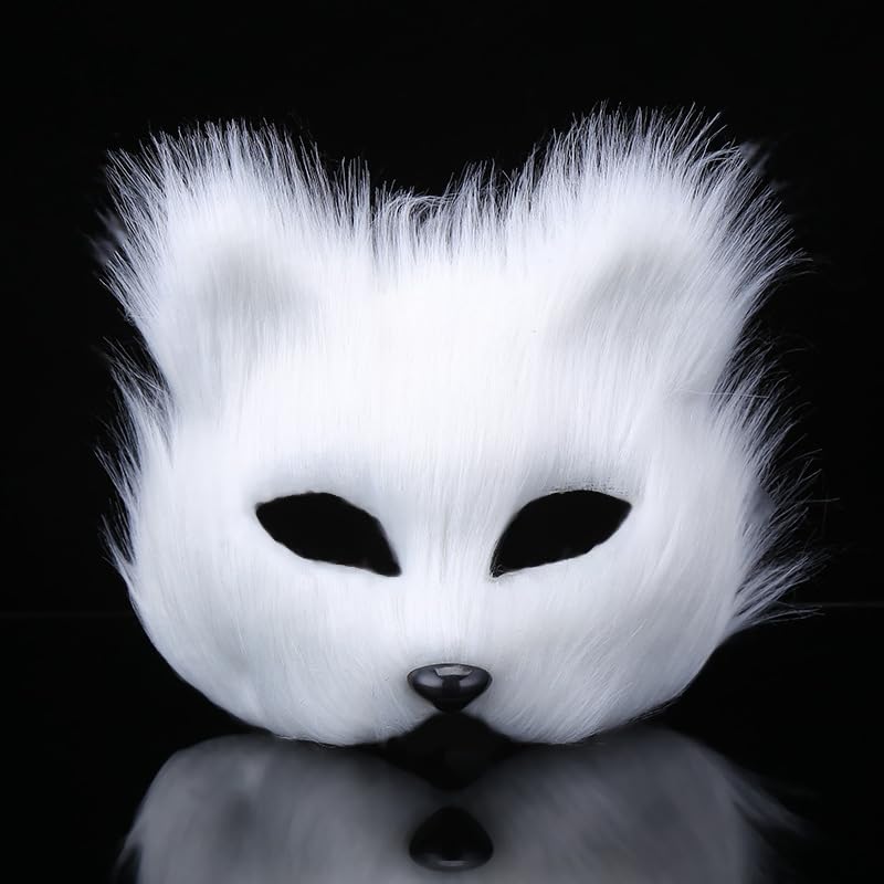 Therian Animal Mask - Furry Fox, Wolf, Cat & More - Half Face Mask for Halloween, Christmas, Carnival & Fancy Dress