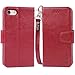 Arae Case for iPhone SE 2022 / iPhone SE 2020 / iPhone 8 / iPhone 7, Wallet Case with Card Holder PU Leather Flip Cover, Wine red
