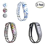 Hotodeal Replacement Bands for Fitbit Flex, Fashion Silicone Wristband Accessory, Colorful Band Design with Adjustable Metal Clasp, Prevent Tracker Falling Off, Cute Patterns, Comfortable, Pack of 3