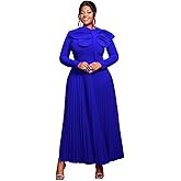 AOMEI Casual Church Dresses for Women 2026 Summer Pleated Short Sleeve Round Neck Dragonfly Spring Maxi Dress