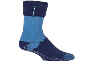 Heat Holders - Mens Soft Thermal Non Skid Slipper Bed Socks with Gripper Bottoms