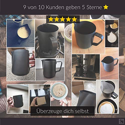 Lambda Coffee Barista Milchkännchen Edelstahl 350ml schwarz I Milchschaumkännchen Milchkanne – Bild 4