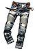 Aiyino Men's Ripped Slim Straight Fit Biker Jeans With Zipper,US 32,Navy Blue