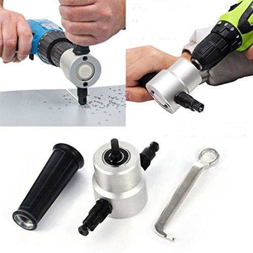 Accreate Double Head Metal Sheet Cutting Nibbler Set Sheet Cutter Saw Drill Bits Wrench and Parts,Tool