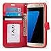 J&D Case Compatible for Galaxy S7 Edge Case, [Wallet Stand] [Slim Fit] Heavy Duty Protective Shock Resistant Flip Cover Wallet Case for Samsung Galaxy S7 Edge Wallet Case - Red