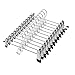 JS HANGER Pants Hangers 12 Pack Multi Stackable Add on Trousers Hangers Heavy Duty Space Saving Skirt Hangers with 2-Adjustable Clips, Chrome + Black
