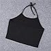 Bolayu Women Letter Sleeveless Halterneck Tank Crop Tops Vest Blouse Shirt (S) Black