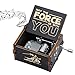 Imncya Star Wars Music Box, Retro Carved Hand Crank Antique Wooden Starwars Theme Tune Musical Box Home Decoration Crafts Gifts for Kids Brother Children Boyfriend Son Boys (Black)