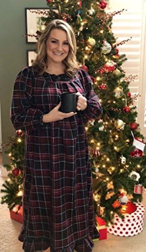 Custom Made Girls and Womens BURGUNDY PLAID CHRISTMAS NIGHTGOWN