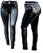Jack David /Handcrafted Women's Plus Size Stretch Premium Blue Black Denim Jeans Slim Bootcut Skinny Pants