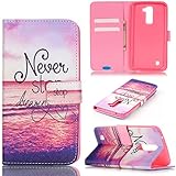 LG K7 Case, LG Tribute 5 Case,JanCalm Wallet Case,[Kickstand] Pattern Premium PU Leather Wallet [Card/Cash Slots] Flip Cover for LG Tribute 5 / LG K7 *Including-ONE Crystal Pen (Never stop dreaming)