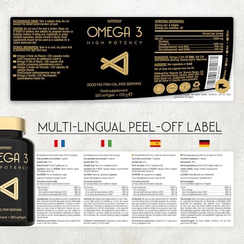 Omega 3 Aceite de Pescado - 3000 mg Triple Potencia - 120 Cápsulas Blandas