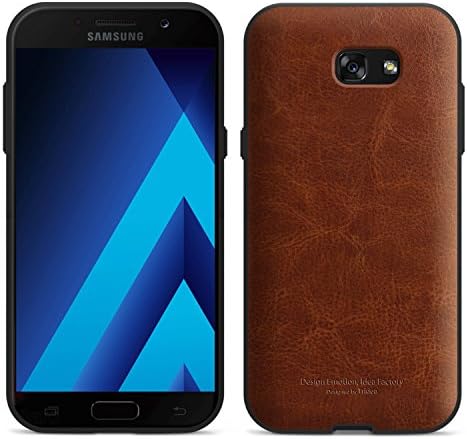 Galaxy A7(2017) Case [Tridea] Power Guard Premium Synthetic Leather Bumper [Shock Resistant][Scratch-Resistant] with Hidden Card Storage Case for Samsung Galaxy A7 (2017) (Brown)