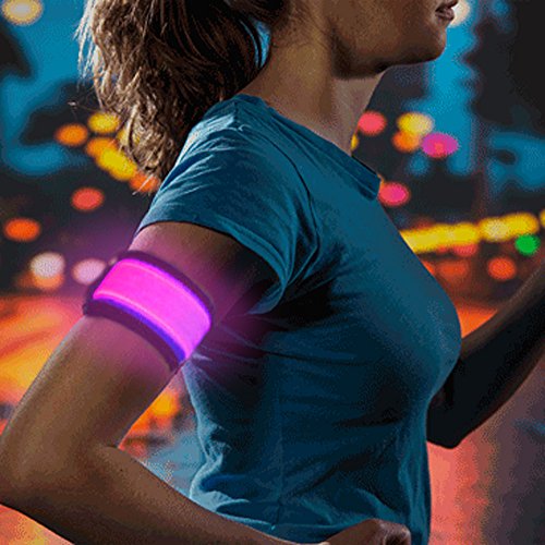 Higo LED Armband -Glowing Led Slap Bracelet, Christmas Gift Light Up Wristbands for Running, Jogging, Cycling (Pink) - Thumbnail 3